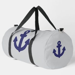Blue Anchor Lt Grey Athletic Travel Duffle Bag