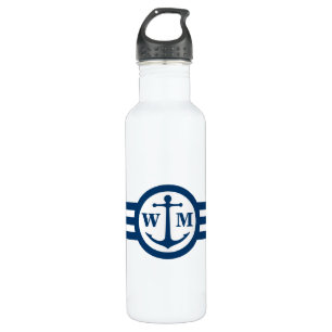 Blue Anchor Monogram Water Bottle