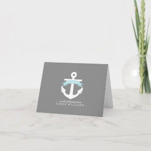 Blue Anchor Nautical Baby Shower Thank You Card