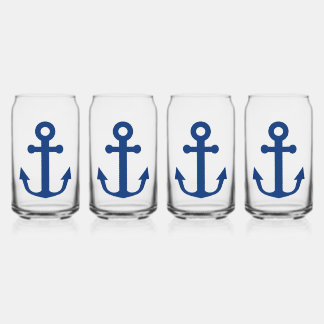 Blue Anchor Nautical Design Can Glass