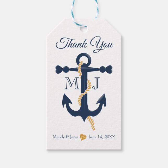 Blue anchor-nautical wedding gift tag (Front)