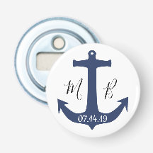 Blue Anchor Nautical Wedding Initials and Date