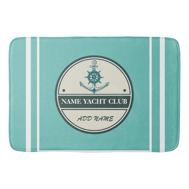 Blue Anchor Nautical Welcome yacht sailing Boat  Bath Mat (Front)