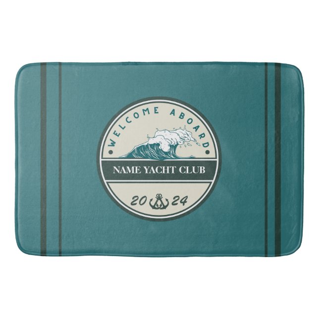 Blue Anchor Nautical Welcome yacht sailing Boat  Bath Mat (Front)