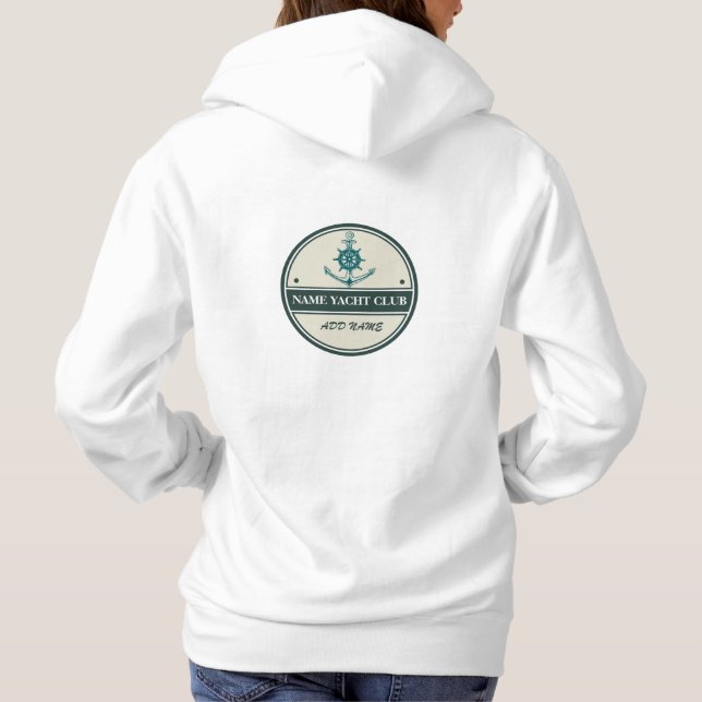 Blue Anchor Nautical Welcome yacht sailing Boat  Hoodie (Back)