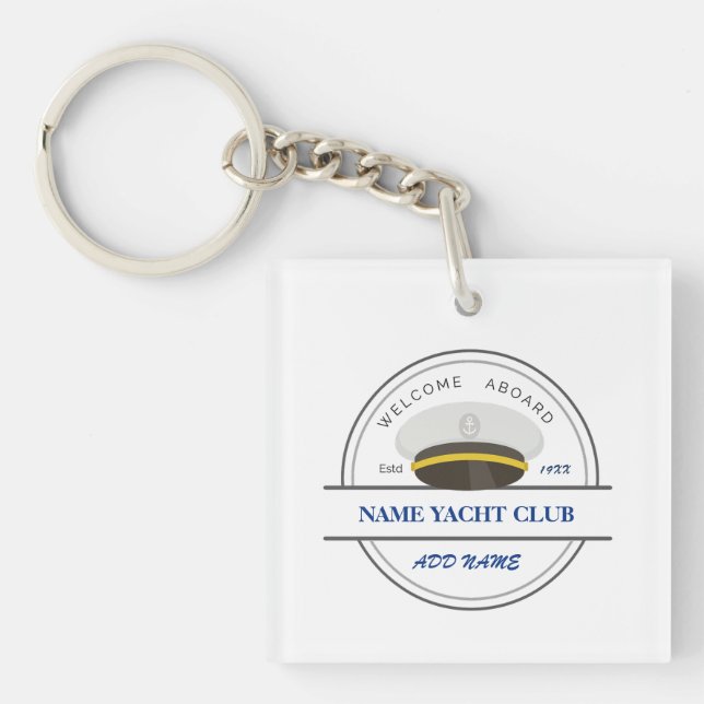 Blue Anchor Nautical Welcome yacht sailing Boat  Key Ring (Front)
