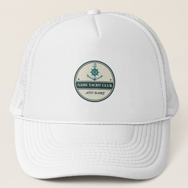 Blue Anchor Nautical Welcome yacht sailing Boat  Trucker Hat (Front)