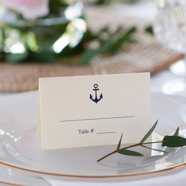 Blue Anchor Nautical Yacht Club Wedding Place Card (Creator Uploaded)