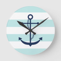Blue Anchor on Mint Stripes