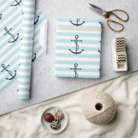 Blue Anchor on Mint Stripes