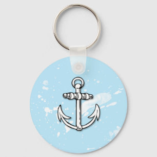 Blue Anchor Paint Splatters - Keychain