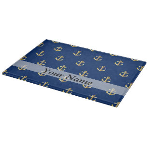 Blue anchor pattern cutting board
