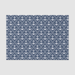 Blue Anchor Pattern Decoupage Tissue Paper