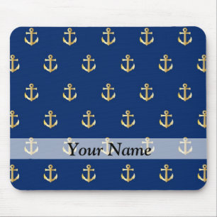 Blue anchor pattern mouse mat