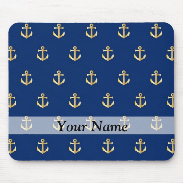 Blue anchor pattern mouse mat (Front)