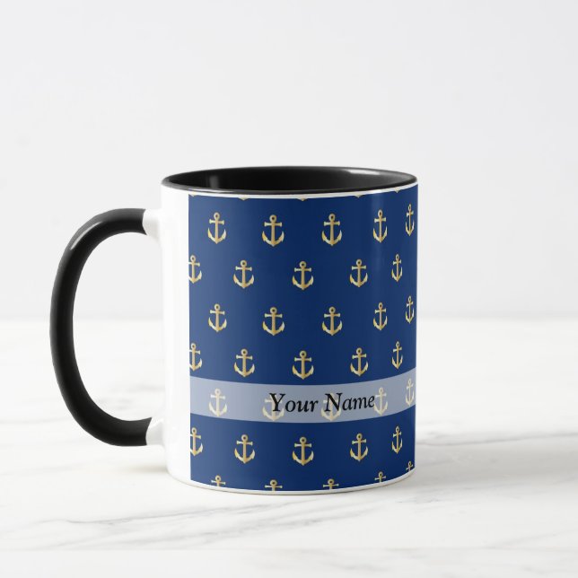 Blue anchor pattern mug (Left)