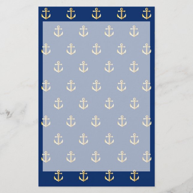 Blue anchor pattern stationery (Front)
