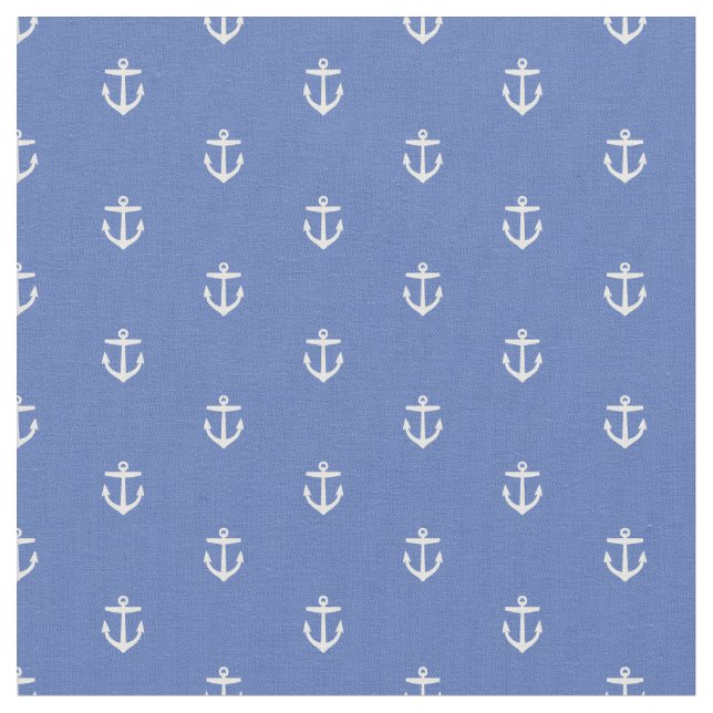 Blue Anchor Print Fabric (Close Up)