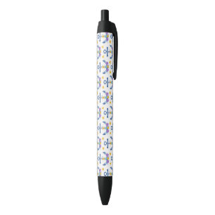 Blue Anchor Purple Seashells Yellow Starfish Black Ink Pen