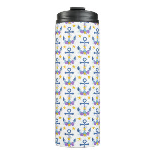 Blue Anchor Purple Seashells Yellow Starfish Thermal Tumbler