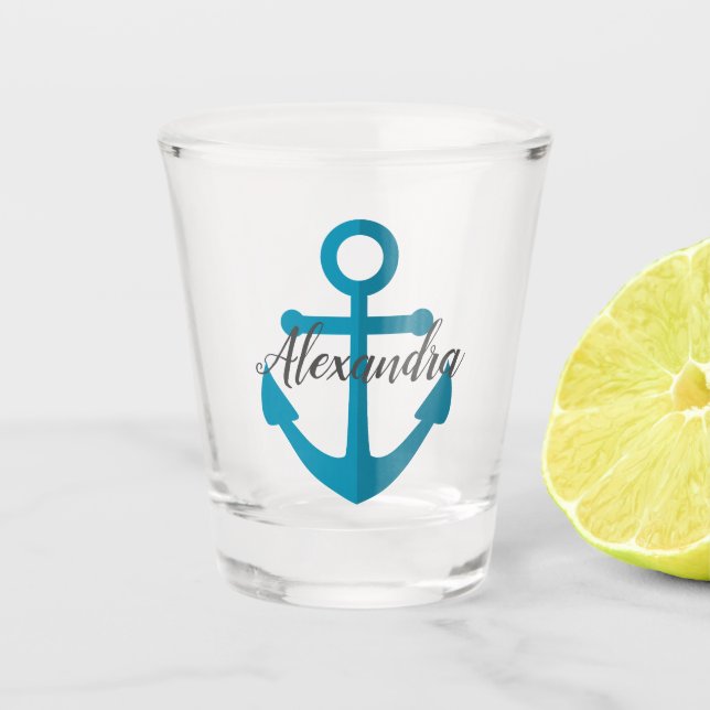 Blue Anchor Shot Glass (Front)