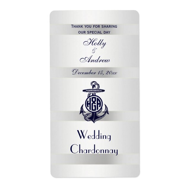Blue Anchor Silver White Navy Circle Monogram 33 (Front)