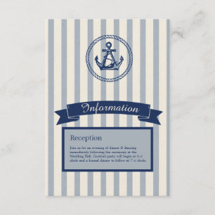 blue Anchor Stripe Maritime Destination Wedding  Enclosure Card