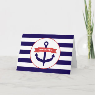 Blue Anchor & Stripes Thank You Card