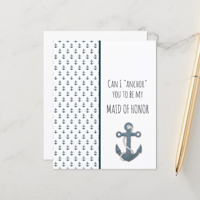 Blue Anchor Will You Be My Maid of Honour (Front/Back In Situ)