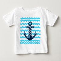 Blue anchor with blue waves