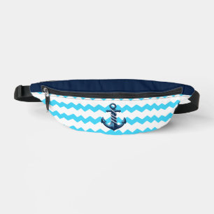 Blue anchor with blue waves bum bags