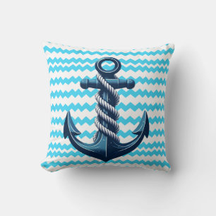 Blue anchor with blue waves cushion