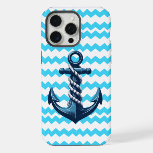 Blue anchor with blue waves iPhone 15 pro max case