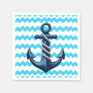 Blue anchor with blue waves napkin