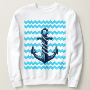 Blue anchor with blue waves sweatshirt