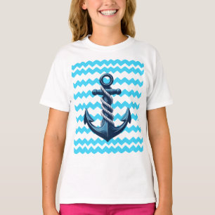 Blue anchor with blue waves T-Shirt