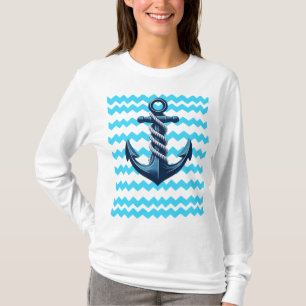 Blue anchor with blue waves T-Shirt