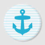 Blue Anchor with Light Blue Breton Stripes Magnet<br><div class="desc">white,  anchor,  "sailor stripes",  sailor,  sailors,  stripes,  stripe,  striped,  stripey,  nautical,  "nautical theme",  "nautical themed",  "sailor fashion",  fashion,  sea,  white,  blue,  navy,  "navy blue",  "breton stripes",  gondola,  gondolier,  venice,  france,  french,  italian,  italy,  parisian,  "breton stripe", marinière,  sailing,  channel,  coco,  retro,  "sailor retro",  "nautical retro",  brittany,   "Gwenn-ha-du"</div>