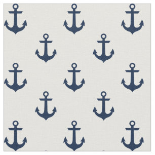 Blue Anchors Pattern Fabric