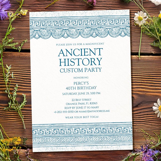 Blue Ancient history custom party Invitation (Creator Uploaded)