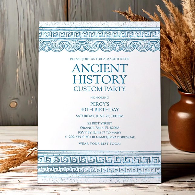 Blue Ancient history custom party Invitation (Creator Uploaded)