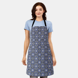 Blue ancient Islamic mandala pattern Apron