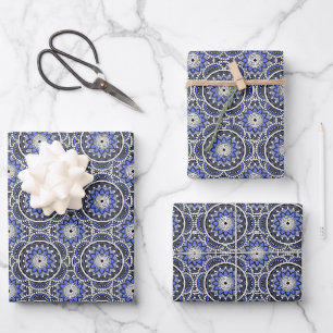 Blue ancient Islamic mandala pattern Wrapping Paper Sheet