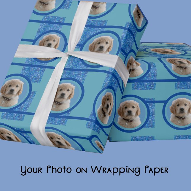 Blue and aqua Dog Lovers Pet Moms Wrapping Paper (Creator Uploaded)