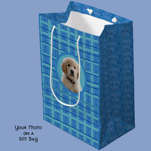 Blue and aqua Dog Lovers Pet Moms Wrapping Paper Medium Gift Bag