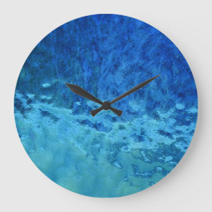 blue and aqua glass abstract large clock