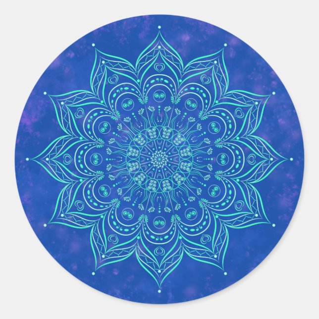 Blue and Aqua Mandala Sticker (Front)