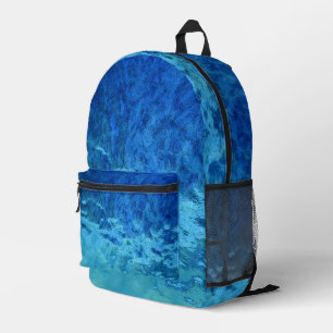 Blue and Aqua Stained Glass Printed Backpack