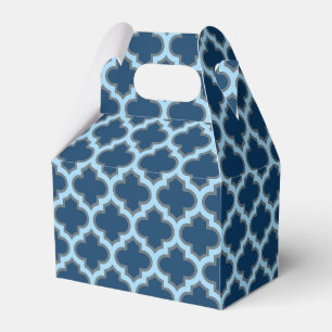 Blue and Baby Blue Trellis, Lattice, Quatrefoil Favour Box