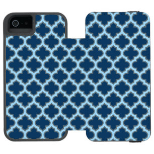 Blue and Baby Blue Trellis, Lattice, Quatrefoil Incipio Watson™ iPhone 5 Wallet Case